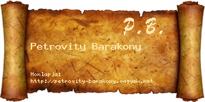 Petrovity Barakony névjegykártya